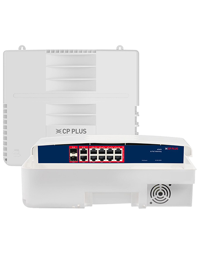 CP-PLUS CP-ANW-GPU8G2F2D-N12 8Gigabit PoE Port + 2Gigabit Uplink Port + 2SFP Port Outdoor AI PoE Switch